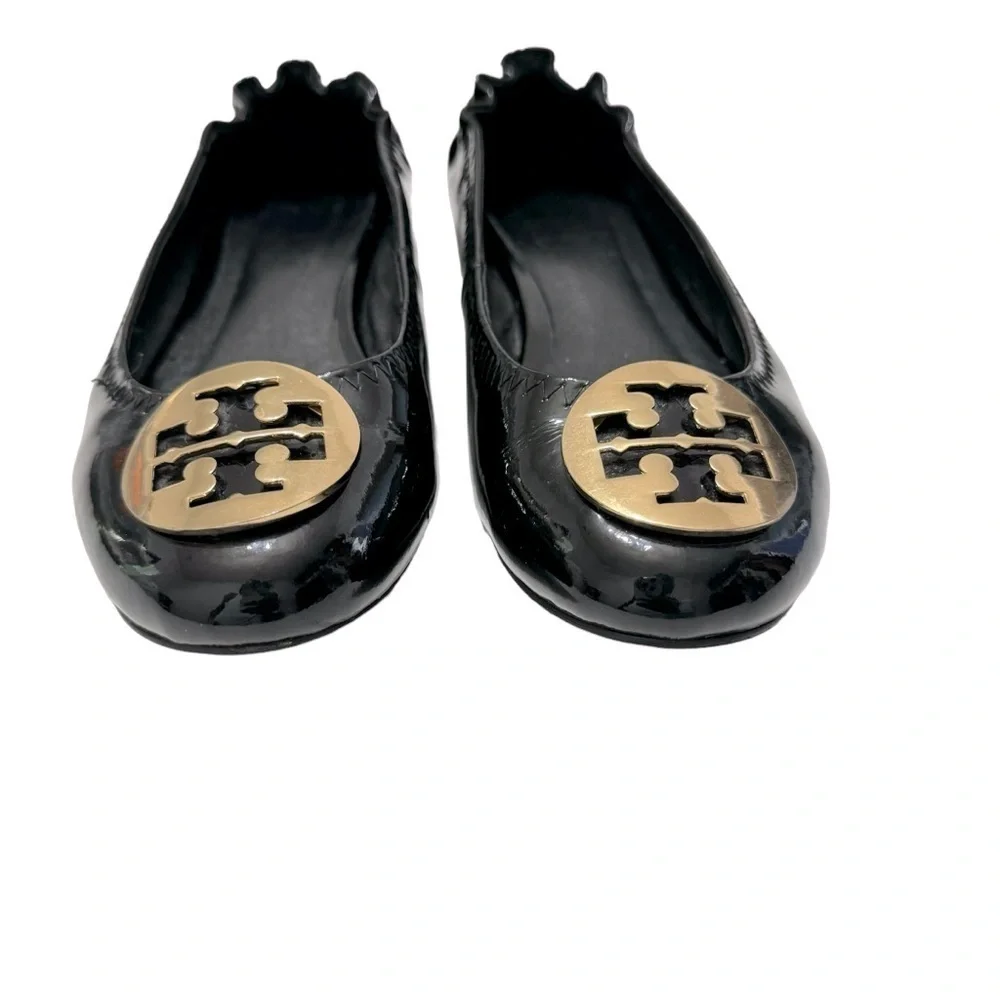 Tory Burch Womens Black Patent Leather Ballet Flats Sz 38/7.5US‎